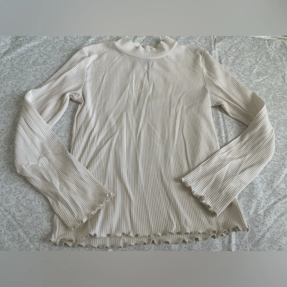 Old Navy Long Sleeve Tees Lot Of 3 Girls Sz L (10-12) Curled Hem Ribbed Striped